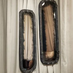 Chiara Provasi Specchio piccolo in stile antiquariato a mano Verve con Pirite