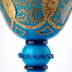 Officine di Murano 1295 Stmat Ciotola a forma di calice blu e oro