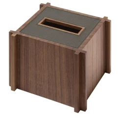 Giobagnara Structura Portafazzoletti quadrato in pelle e legno #2