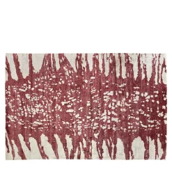 Nodus Tappeto artigianale in seta di bambù rosso e bianco Mars
