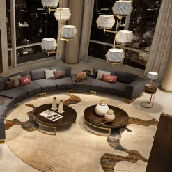 Franco Bianchini Tappeto circolare Metamorfosi in lana e seta artistica Collezione FB