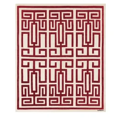 Amini Tappeto in Lana Rosso e Bianco Labirinto di Gio Ponti