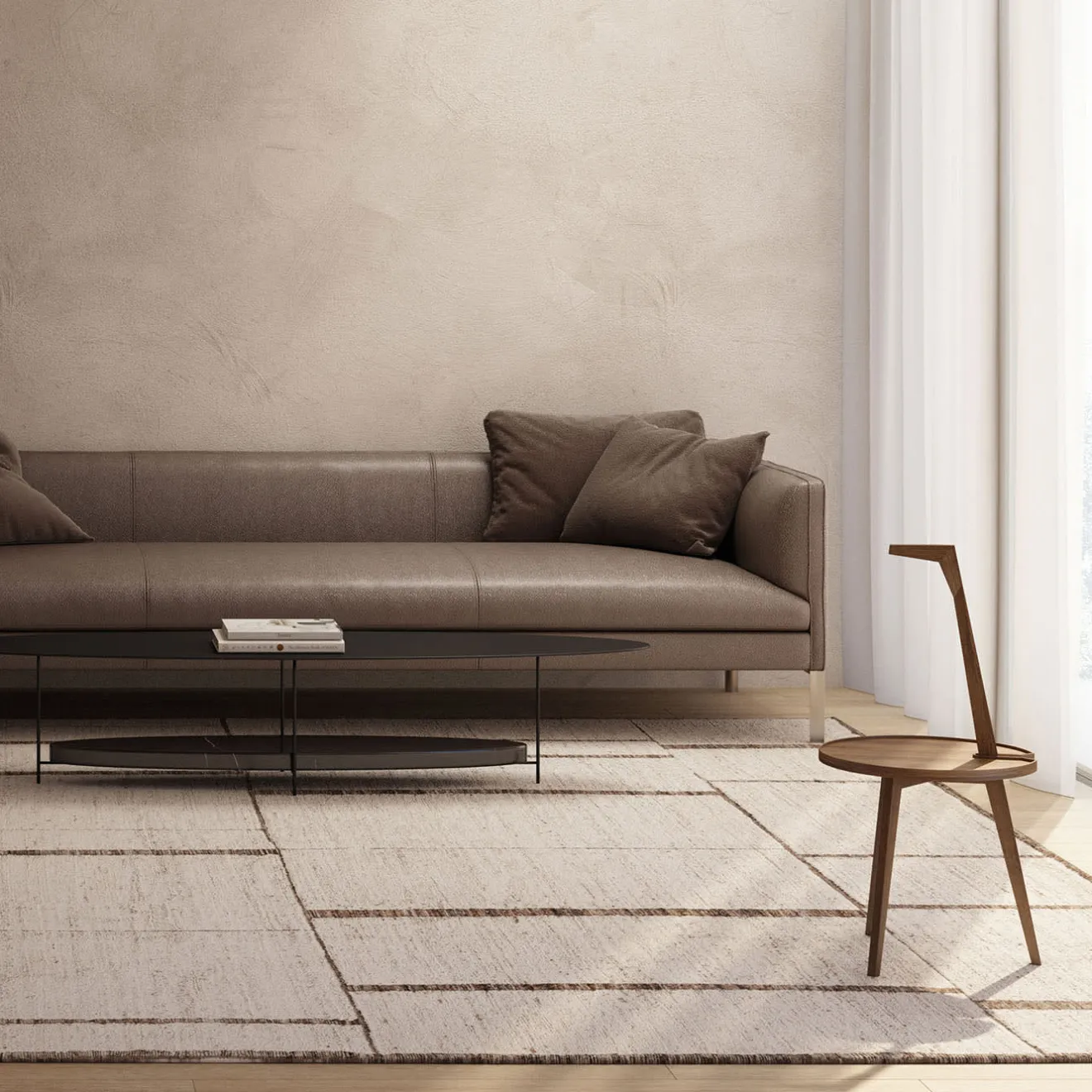 Kristiina Lassus Tappeto Kiviya in Lana Bianco e Marrone