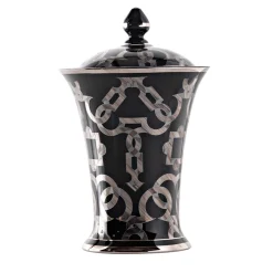 Le Porcellane Tarsia Nero e Platino Potiche