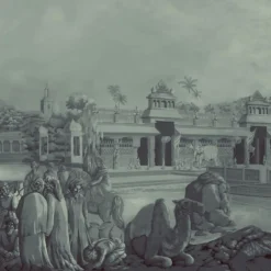 KOHRO Tessuto da rivestimento Darshan Panorama in poliestere blu