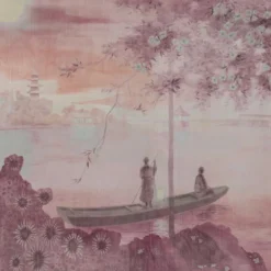 KOHRO Tessuto da rivestimento in cotone Nihon Moon rosso