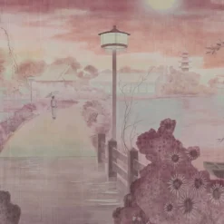 KOHRO Tessuto da rivestimento in cotone Nihon Moon rosso