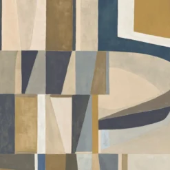 KOHRO Tessuto da rivestimento in poliestere cromato blu e oro