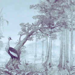 KOHRO Tessuto da rivestimento in cotone e lino blu West Of Java