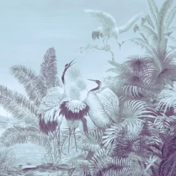 KOHRO Tessuto da rivestimento in cotone e lino blu West Of Java