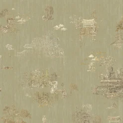 KOHRO Tessuto da rivestimento in poliestere con ore e lampeggi d'oro