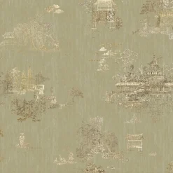 KOHRO Tessuto da rivestimento in poliestere con ore e lampeggi d'oro