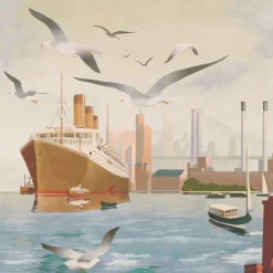 KOHRO Tessuto da rivestimento in poliestere marrone grigio e rosso bronzo Da terra a mare