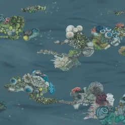 KOHRO Tessuto di rivestimento murale in poliestere Blue Patch Reef