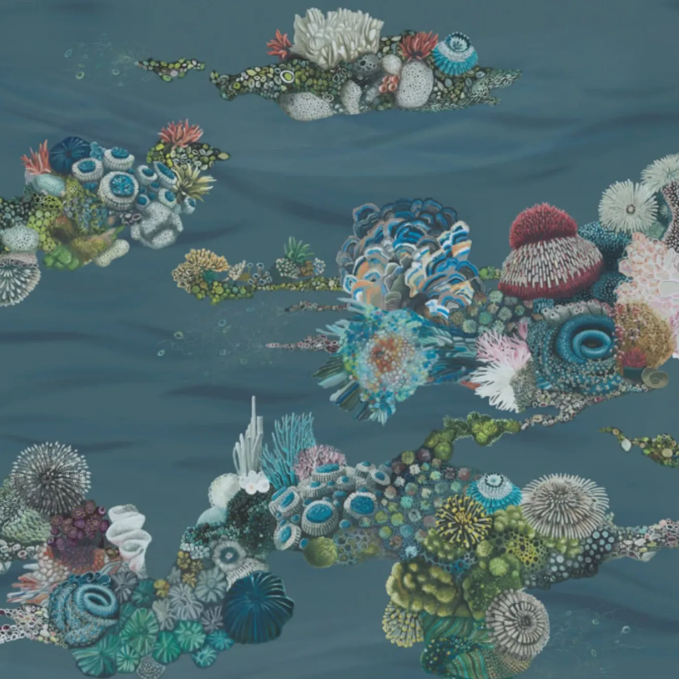 KOHRO Tessuto di rivestimento murale in poliestere Blue Patch Reef