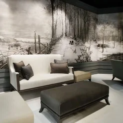 KOHRO Tessuto murale in cotone con stagni irlandesi grigio e blu chiaro