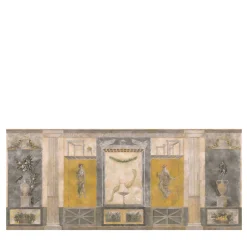 KOHRO Tessuto murale in cotone giallo grigio e beige Pompei