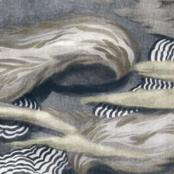 KOHRO Tessuto murale in cotone grigio e blu L'Oiseau de Feu