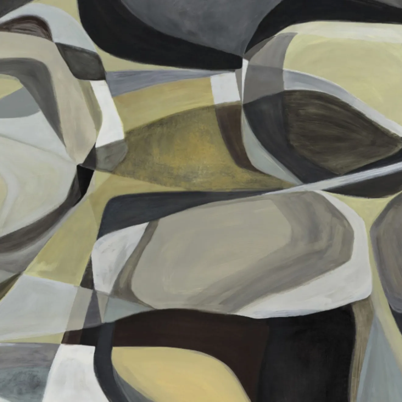 KOHRO Tessuto murale in cotone grigio nero e verde Rising Desert