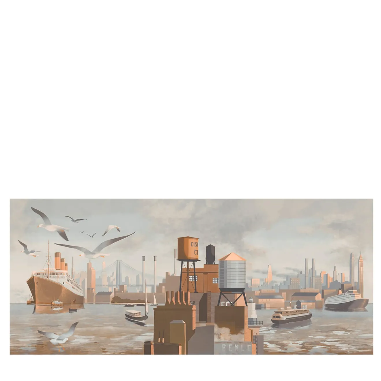 KOHRO Tessuto murale in poliestere marrone, grigio e bronzo Dalla terra al mare