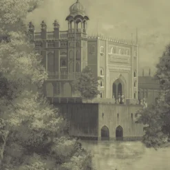 KOHRO Tessuto murale in poliestere verde e oro Darshan Panorama