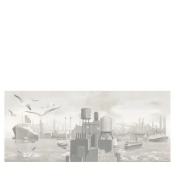 KOHRO Tessuto murale in poliestere grigio da terra a mare