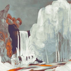 KOHRO Tessuto murale in poliestere con incanto rosso e blu