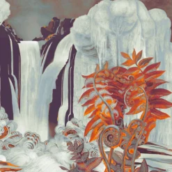 KOHRO Tessuto murale in poliestere con incanto rosso e blu