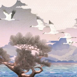 KOHRO Tessuto per rivestimento murale in poliestere rosa Sea Breeze