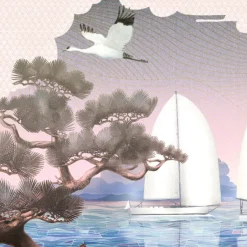 KOHRO Tessuto per rivestimento murale in poliestere rosa Sea Breeze