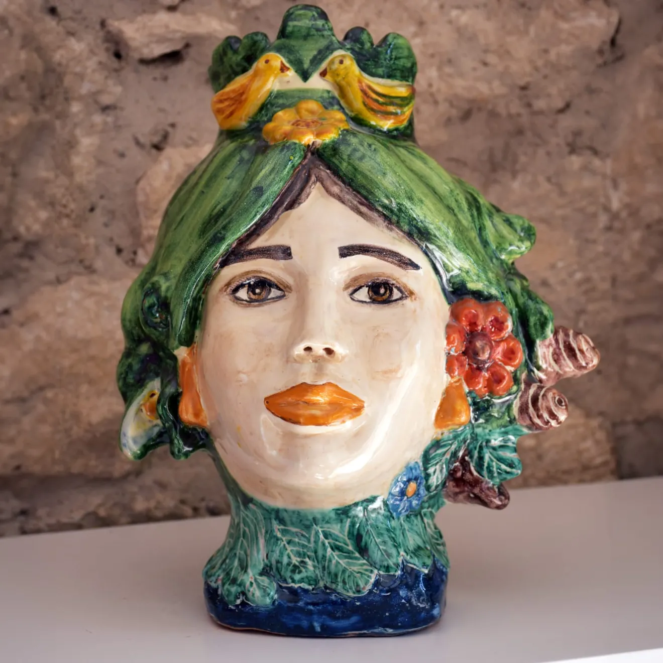 Artema Galli Testa di moro policroma Vaso Primavera Modern