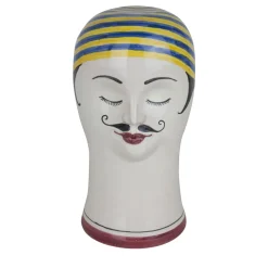 Alessandro Iudici Testa di nuotatore con cappuccio giallo e blu Scultura