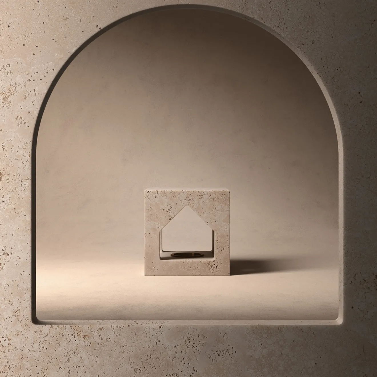 Salvatori The Village - Portacandele in travertino MA House di Kengo Kuma