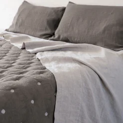 Once Milano Trapunta di lino grigio taupe