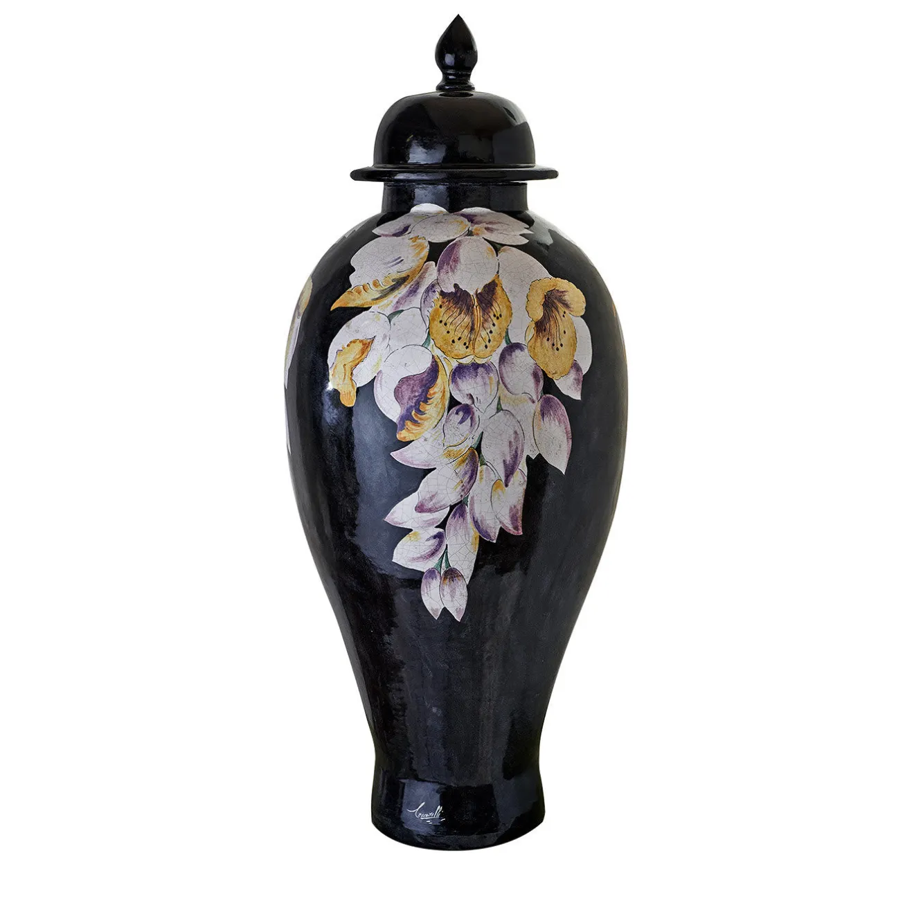 Ceramiche Ceccarelli Tropical & Flowers Clyde Vaso per orchidee viola con coperchio