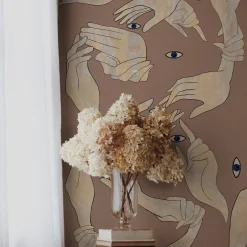 MaVoix Uno, Nessuno Rosa Antico Cotone Carta da parati