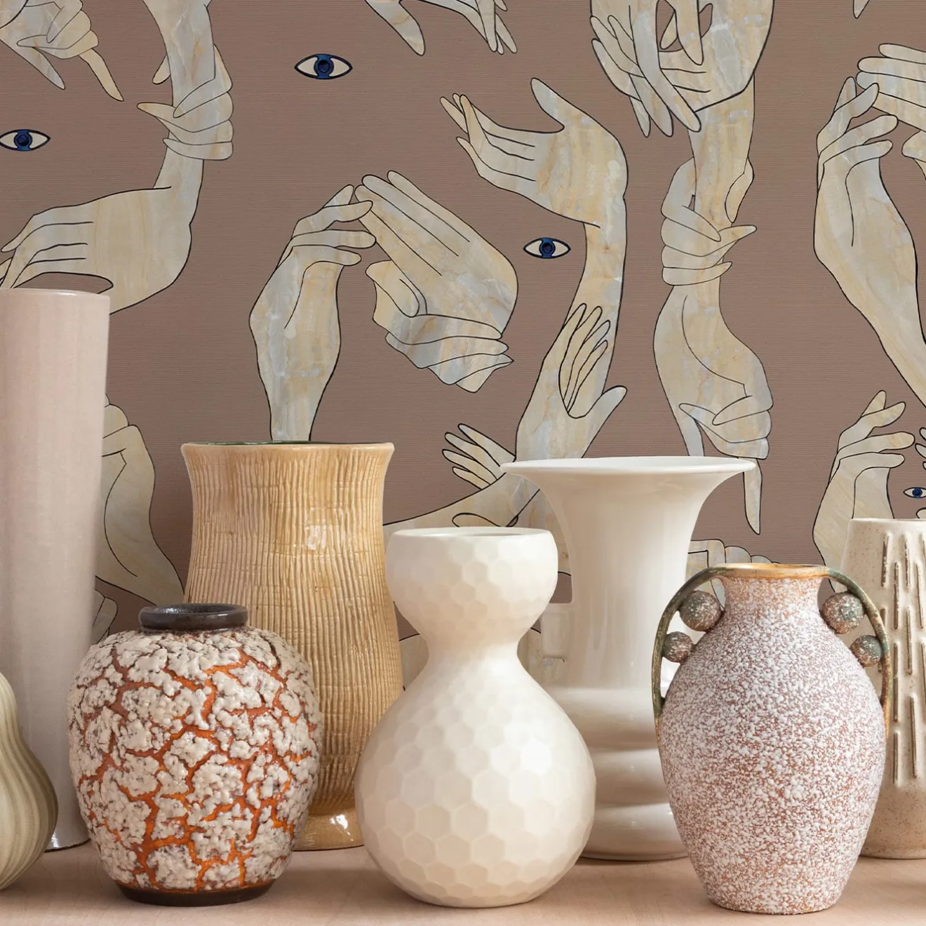 MaVoix Uno, Nessuno Rosa Antico Cotone Carta da parati