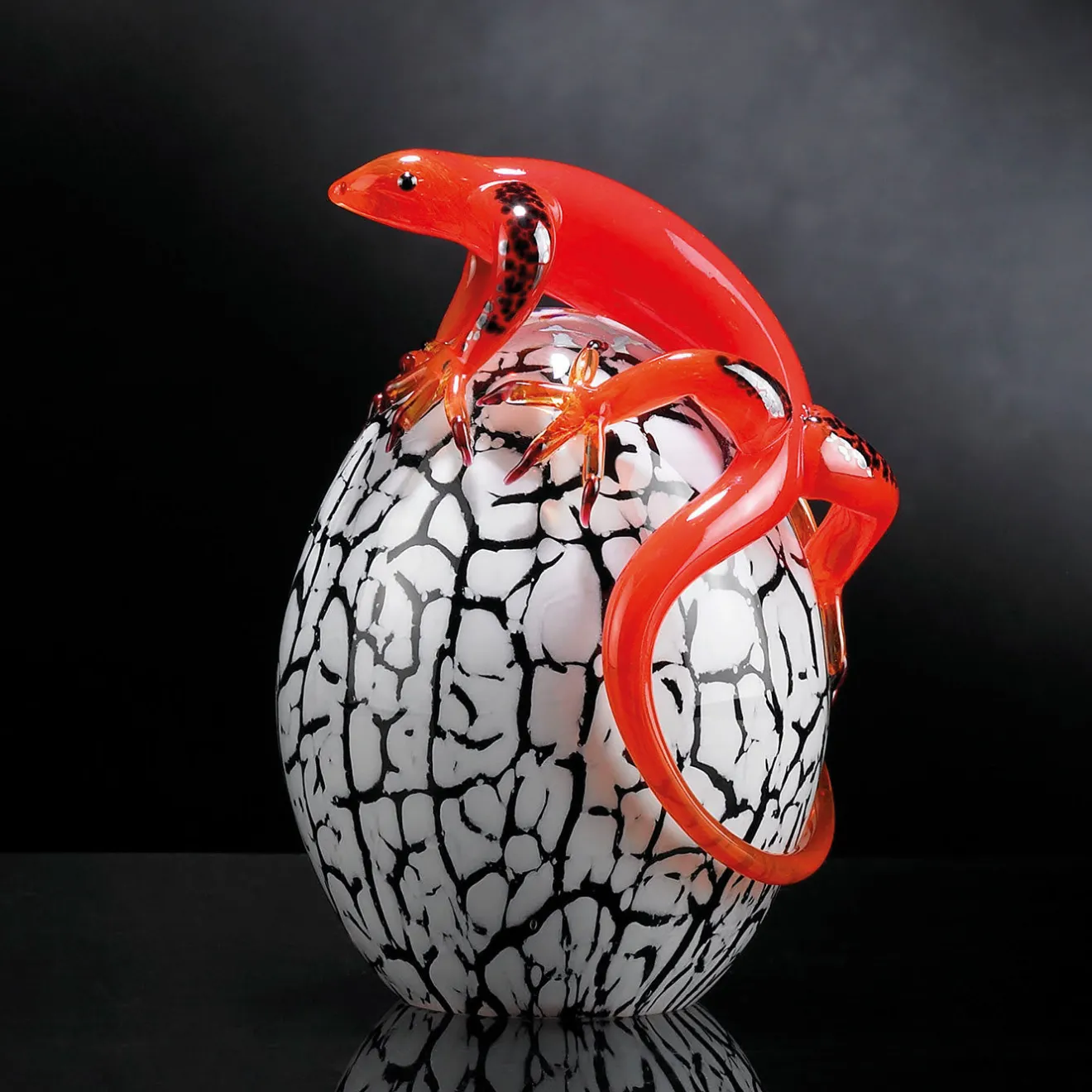 VGnewtrend Uovo di vetro piccolo con geco rosso