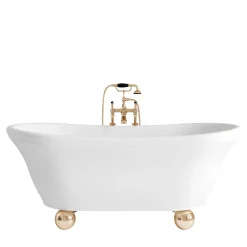 Devon&Devon Vasca da bagno Aurora Bijoux White con piedini a sfera dorati