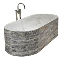 Kreoo Vasca da Bagno Blessed Tub in Travertino Silver e Bianco del Re