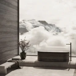 Kreoo Vasca da Bagno Blessed Tub in Travertino Silver e Bianco del Re