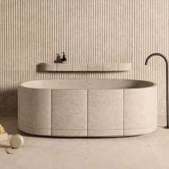 Luce Di Carrara Vasca da bagno Oval Beige in marmo Sartoriale di Federico Peri