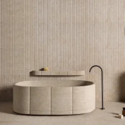 Luce Di Carrara Vasca da bagno Oval Beige in marmo Sartoriale di Federico Peri