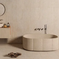 Luce Di Carrara Vasca da bagno Oval Beige in marmo Sartoriale di Federico Peri