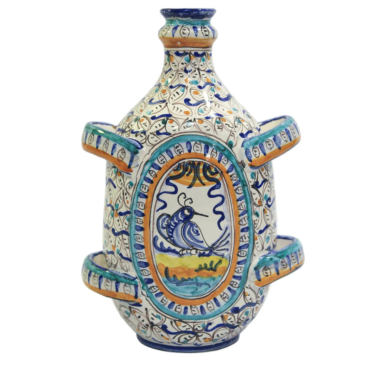 Sbigoli Terrecotte Firenze Vaso a fiasco Uccellino con 4 maniglie di Lorenza Adami