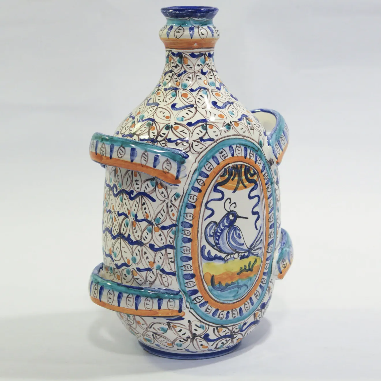 Sbigoli Terrecotte Firenze Vaso a fiasco Uccellino con 4 maniglie di Lorenza Adami