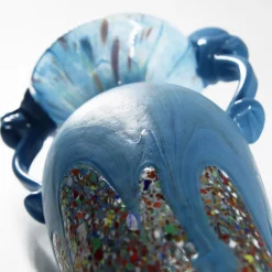 Madeforsoul Vaso Anfora in Vetro di Murano Azzurro