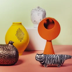 Bitossi Ceramiche Vaso arancione della serie Combinabile di Aldo Londi