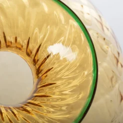 Officine di Murano 1295 Vaso Balloton ambra chiaro con bordo verde