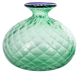 Officine di Murano 1295 Vaso Balloton verde con bordo blu
